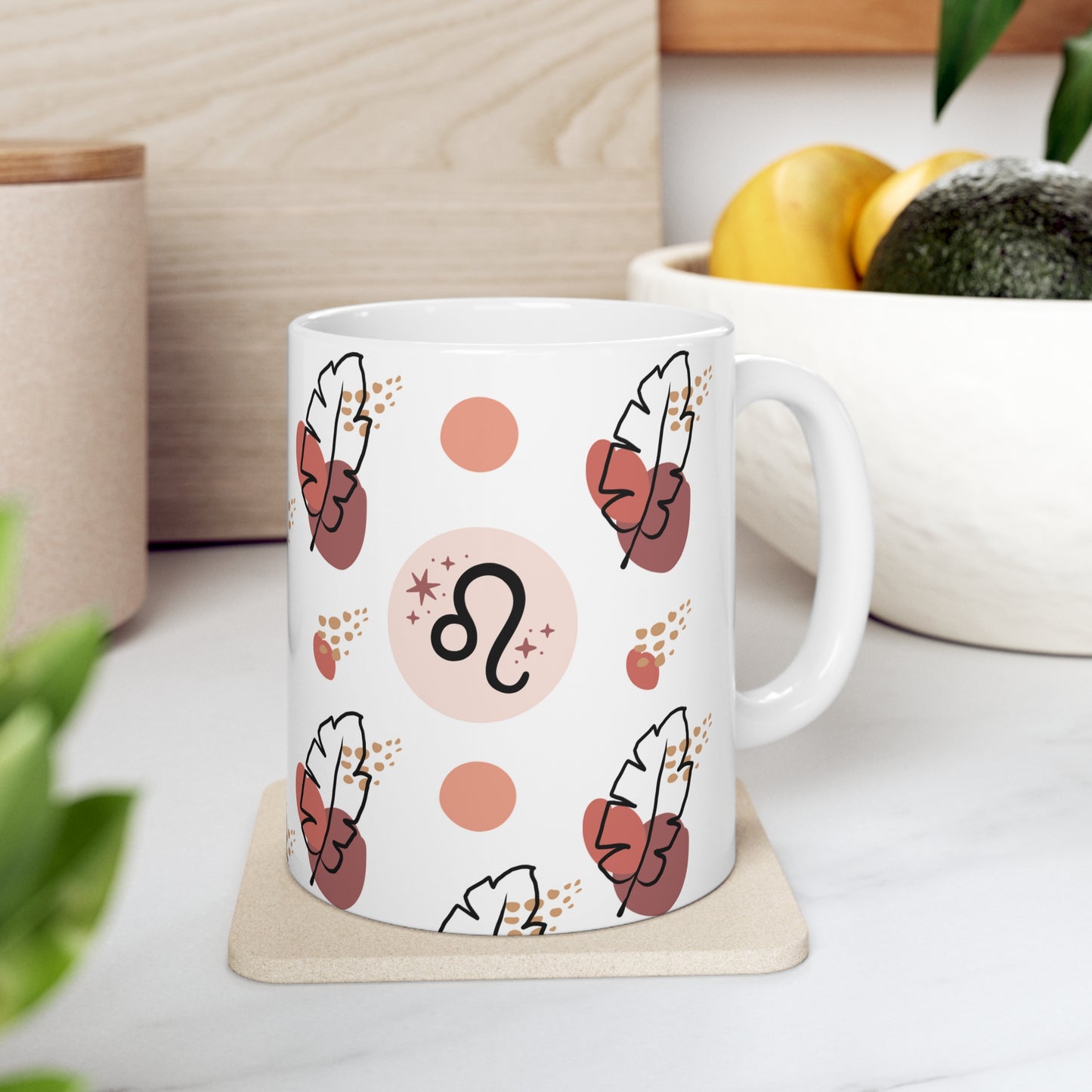 Leo Feather Boho Mug