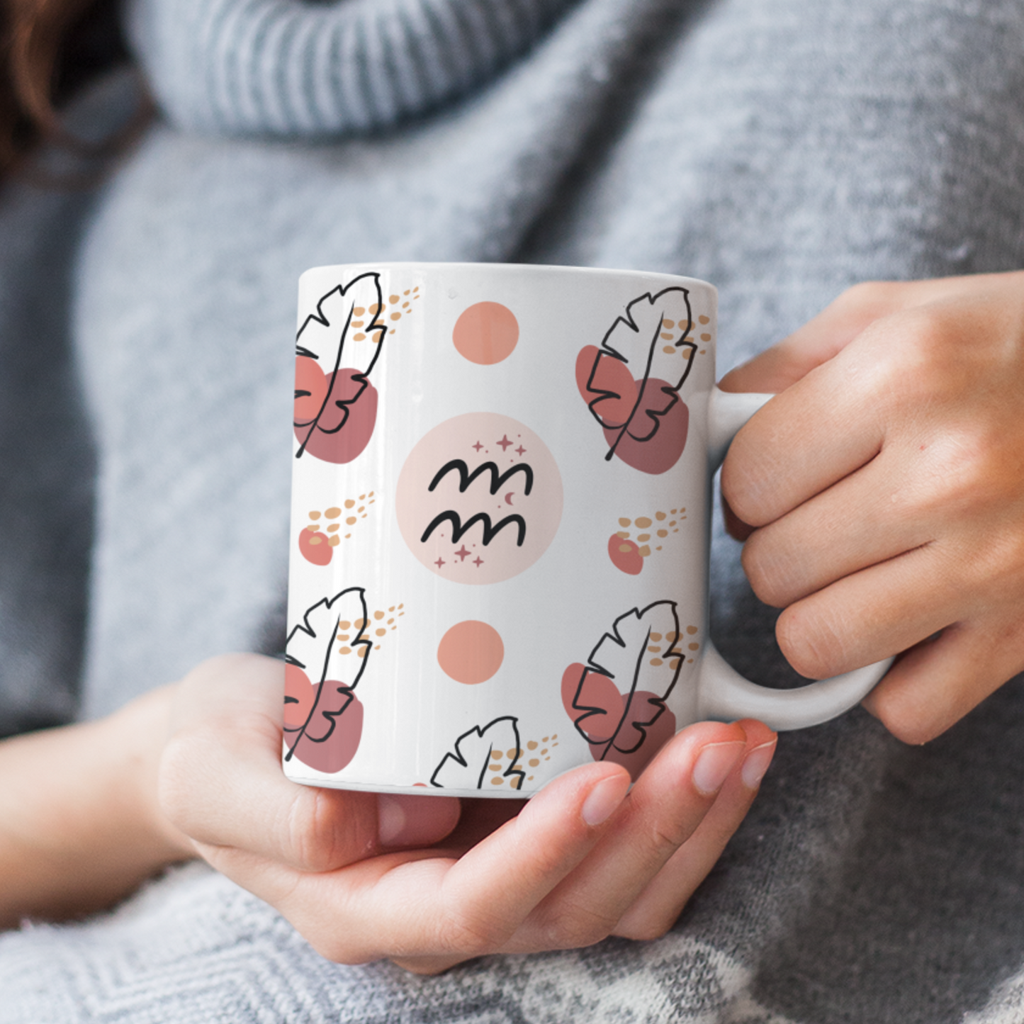 Aquarius Feather Boho Mug