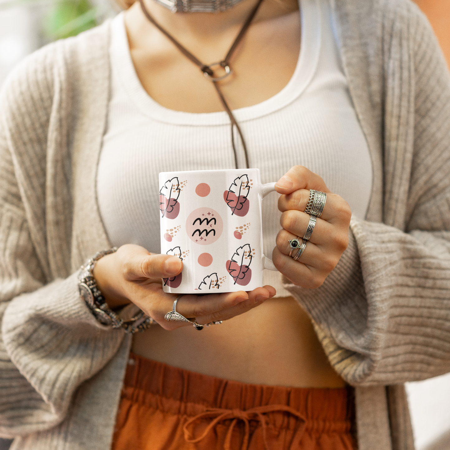 Aquarius Feather Boho Mug