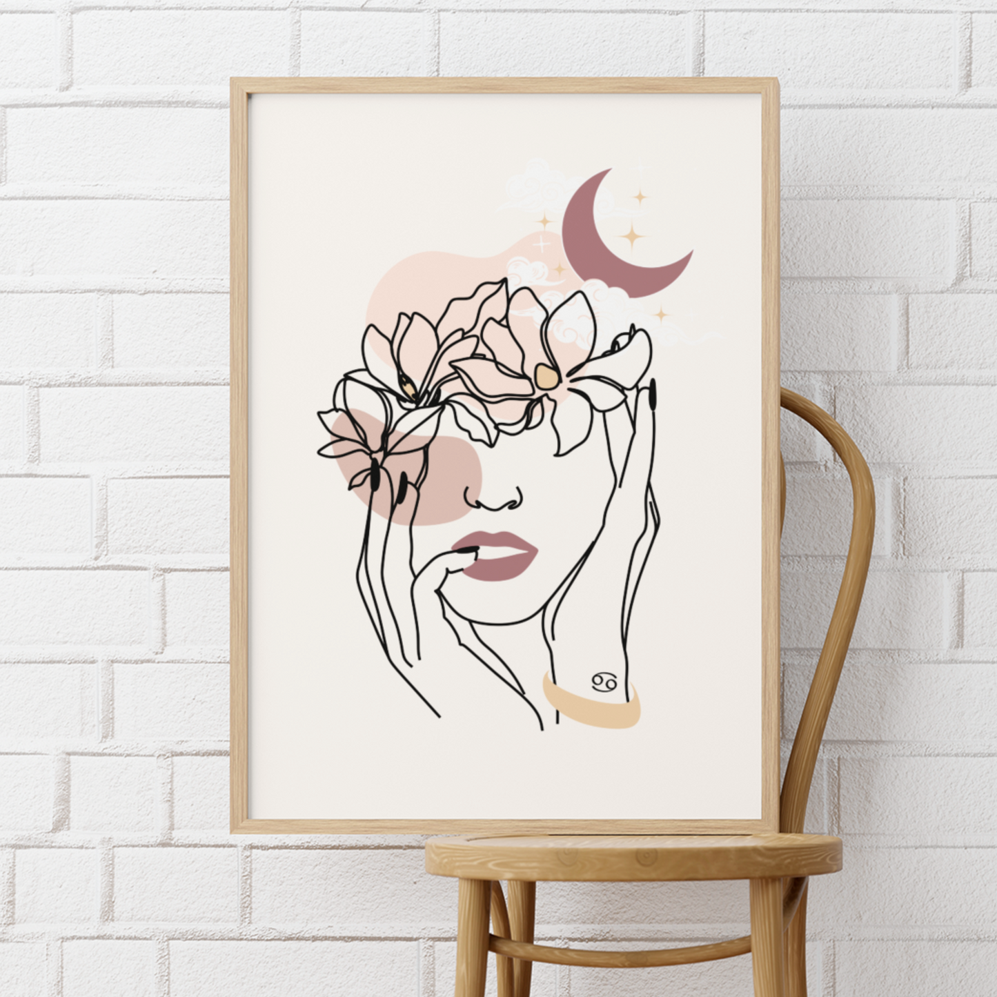 Cancer Flowers and Moon Matte Poster