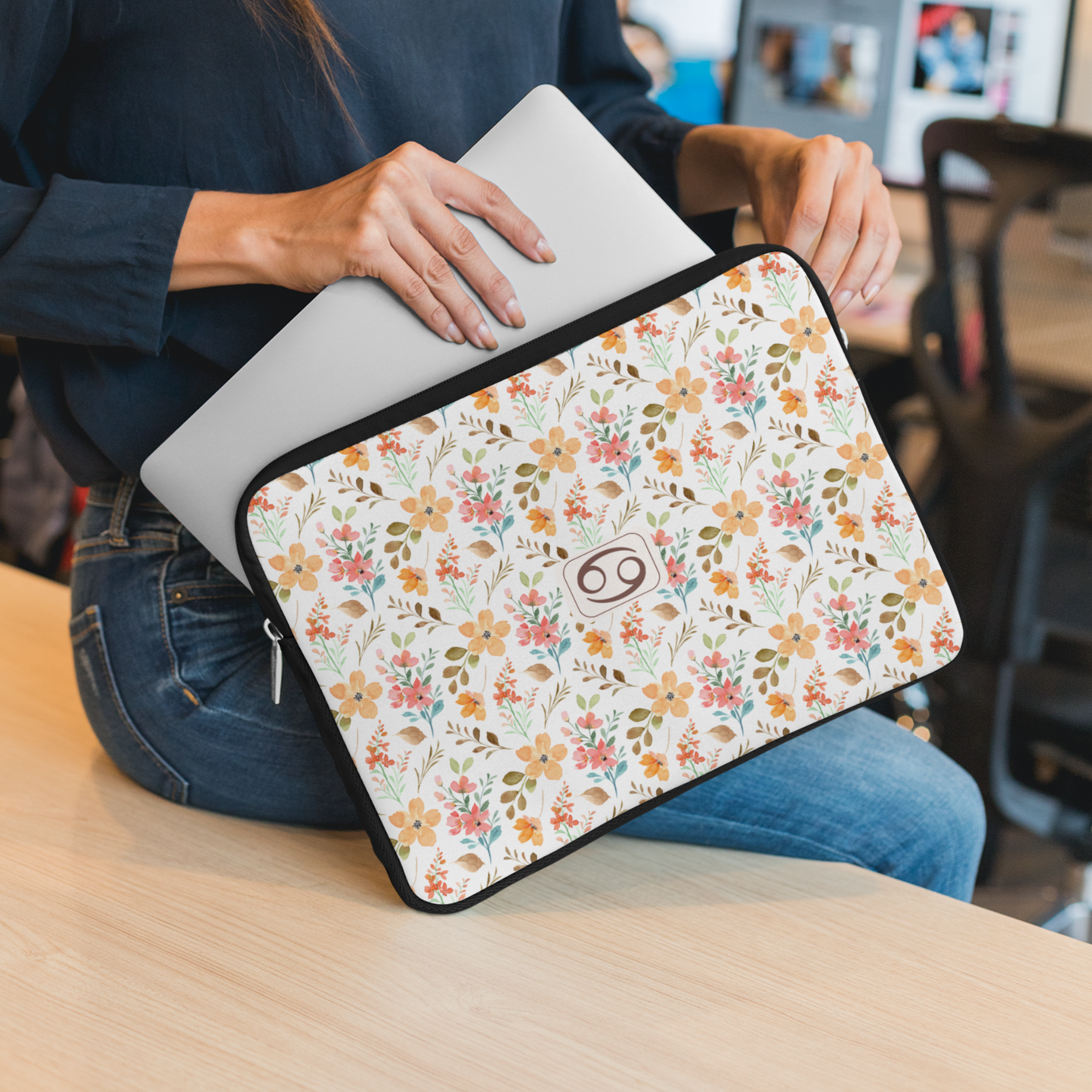 Cancer Floral Laptop Sleeve