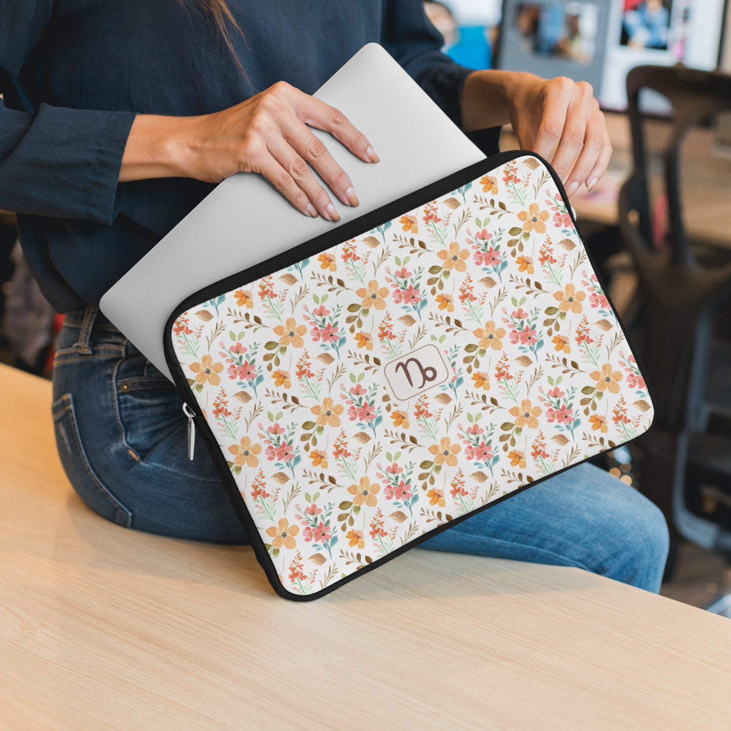 Capricorn Floral Laptop Sleeve