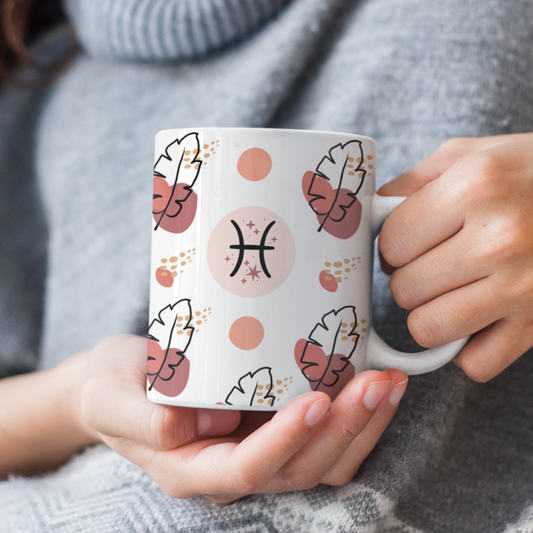 Pisces Feather Boho Mug