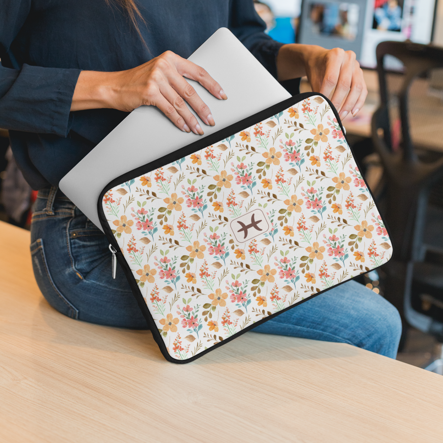 Pisces Floral Laptop Sleeve