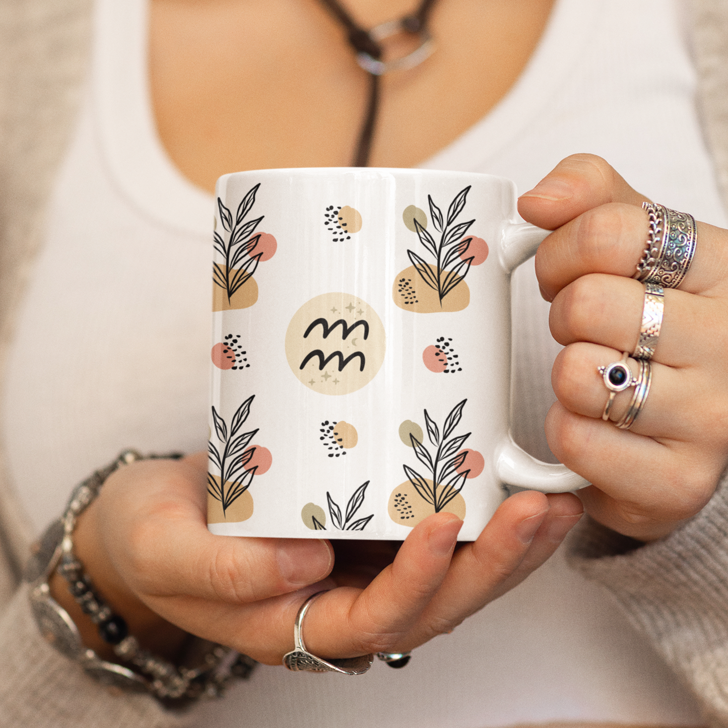 Aquarius Leaf Boho Mug