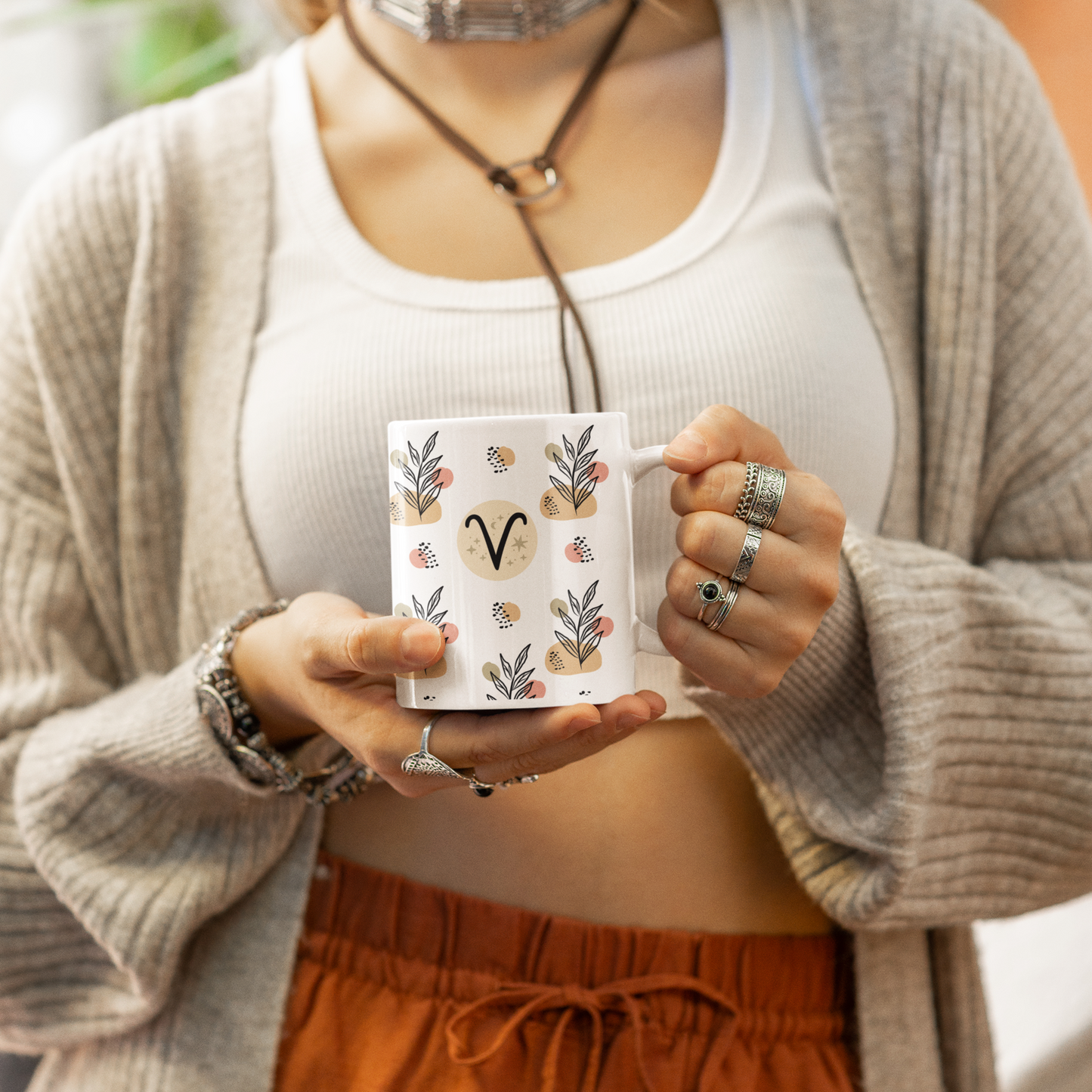 Aries Leaf Boho Mug