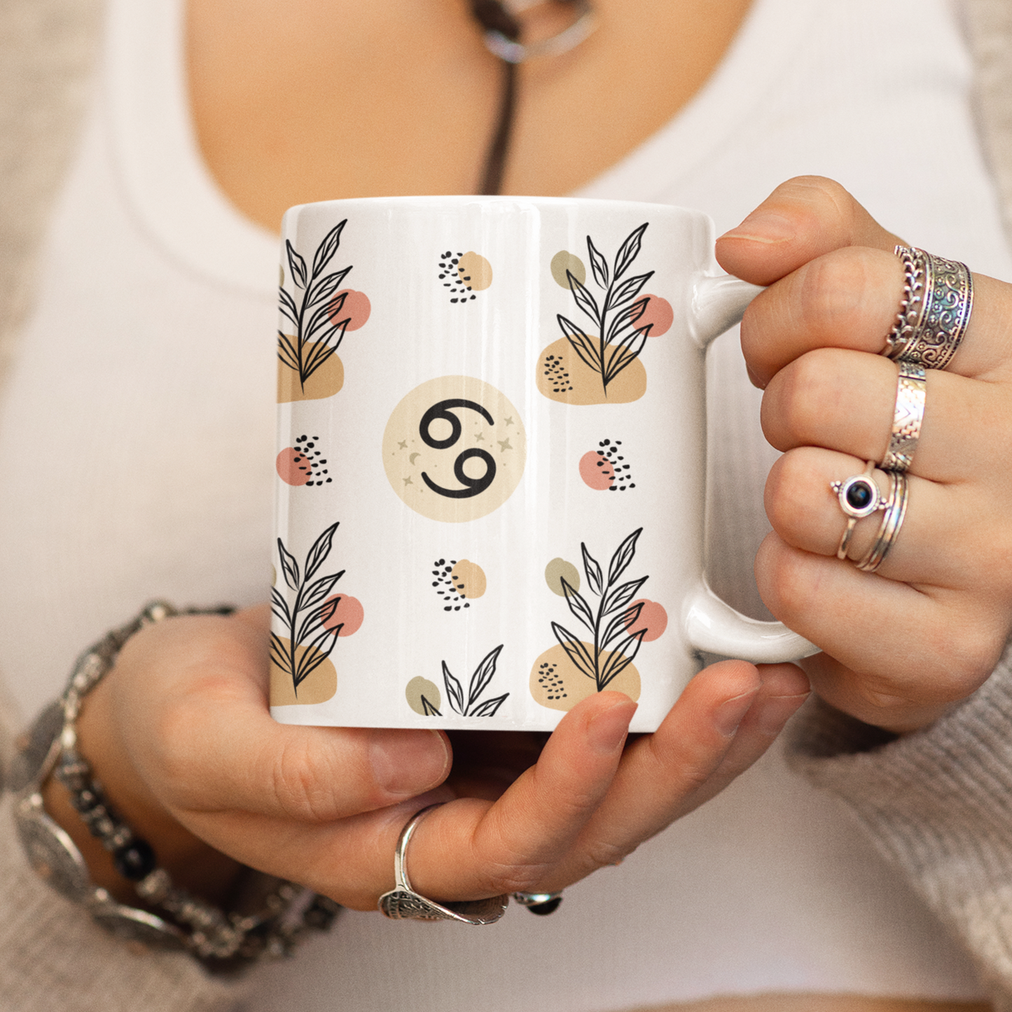 Cancer Leaf Boho Mug