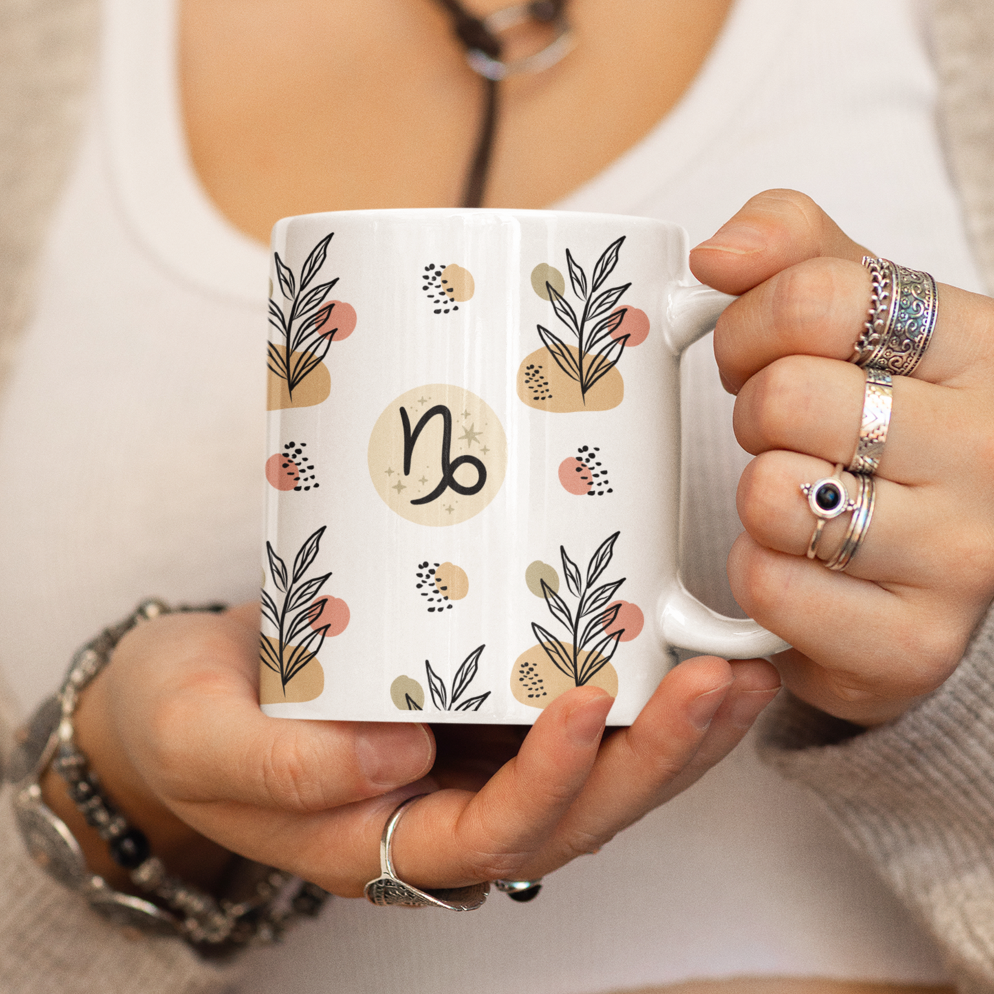 Capricorn Leaf Boho Mug