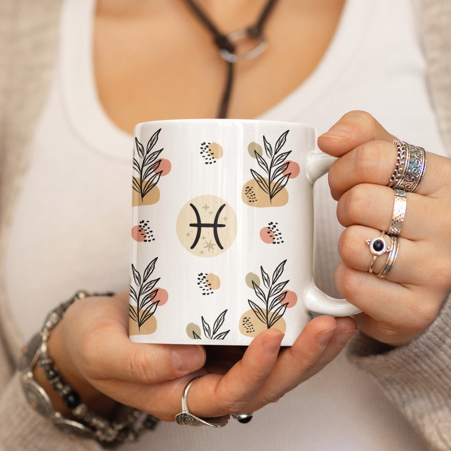 Pisces Leaf Boho Mug