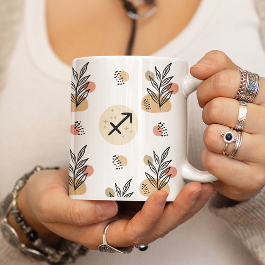 Sagittarius Leaf Boho Mug