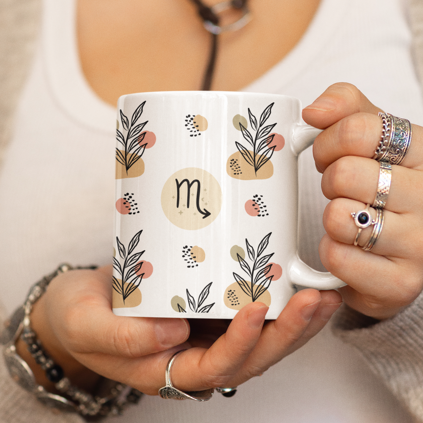 Scorpio Leaf Boho Mug