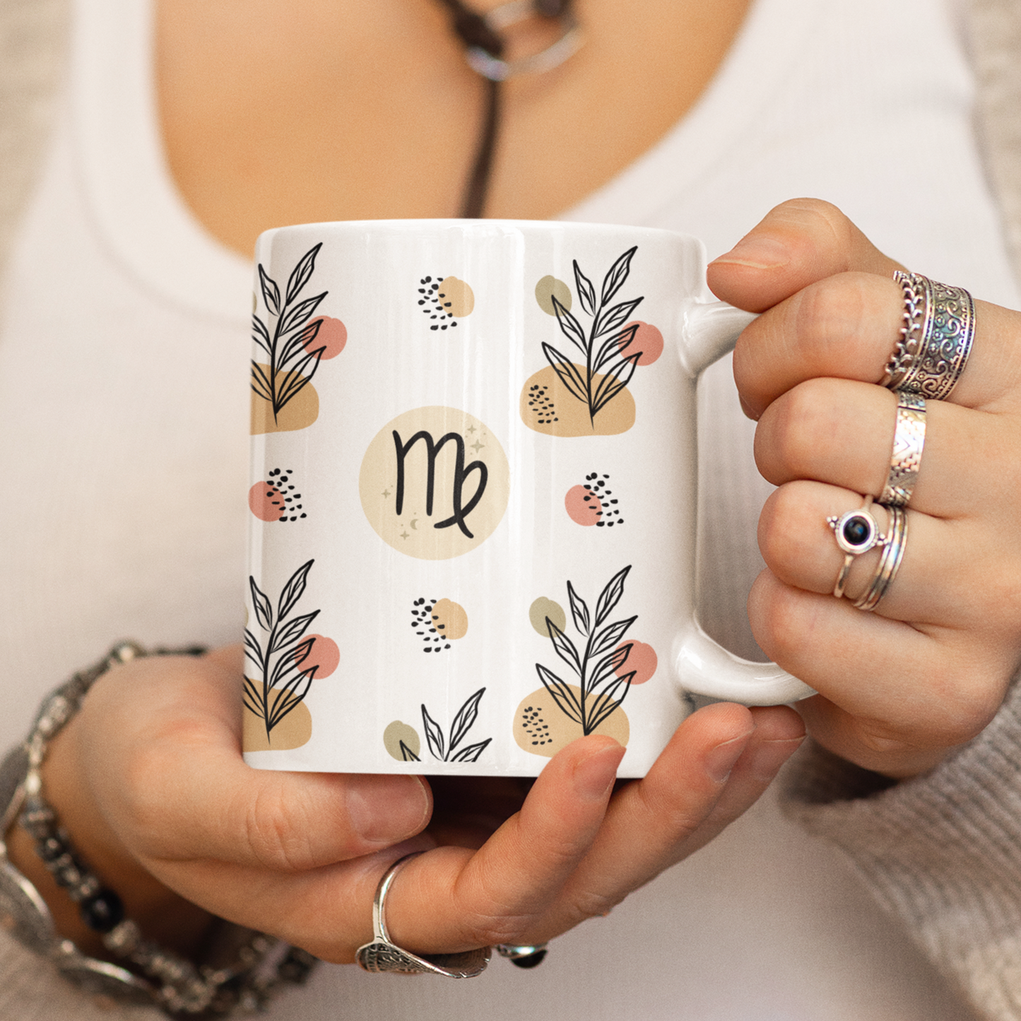 Virgo Leaf Boho Mug